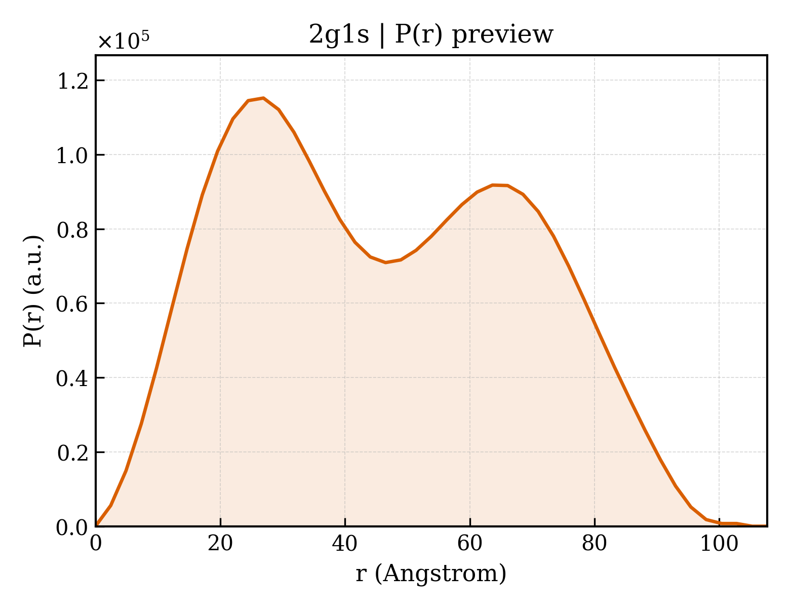 P(r) distribution for 2g1s